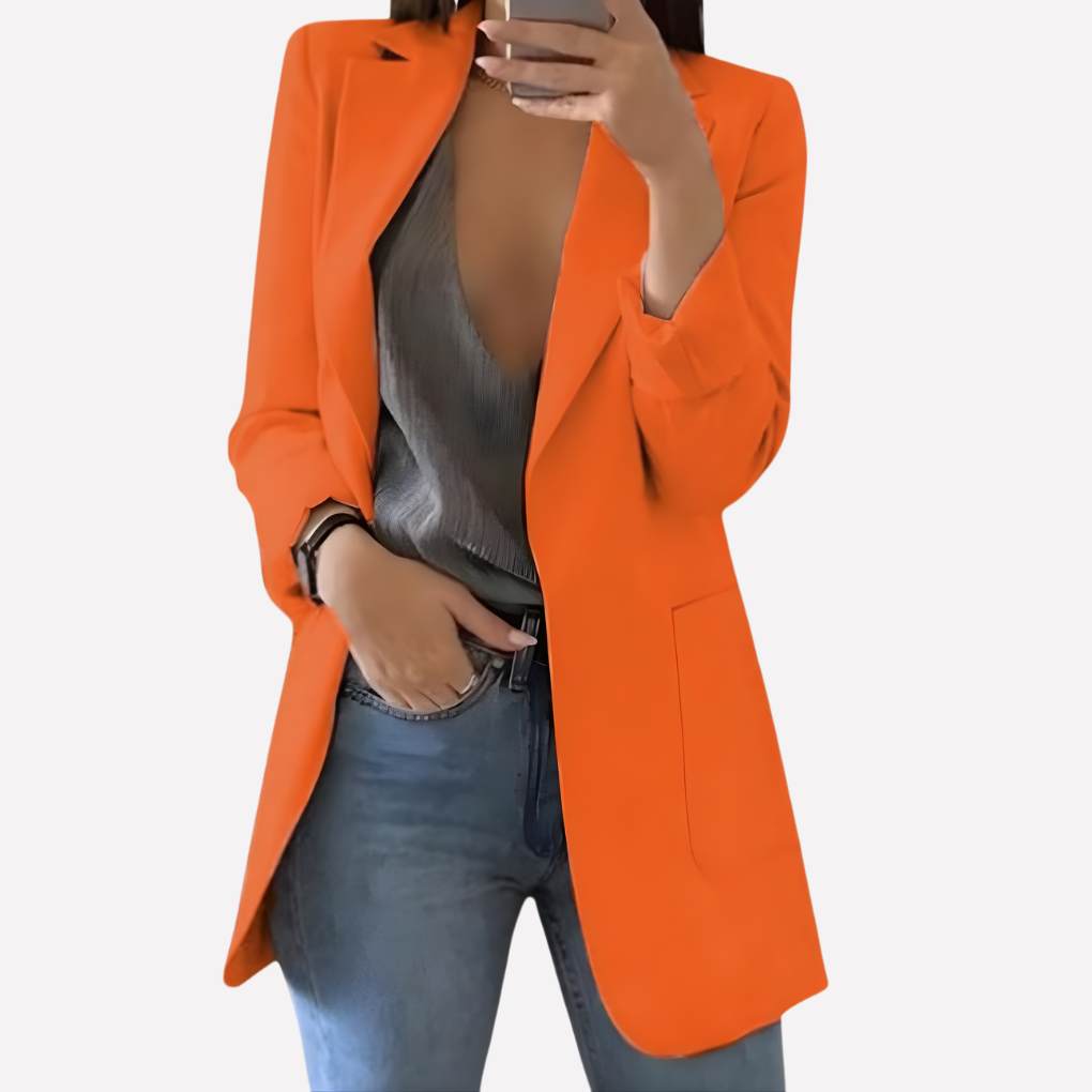 Women's Front Pocket Blazer Structured Wool Everyday Layer