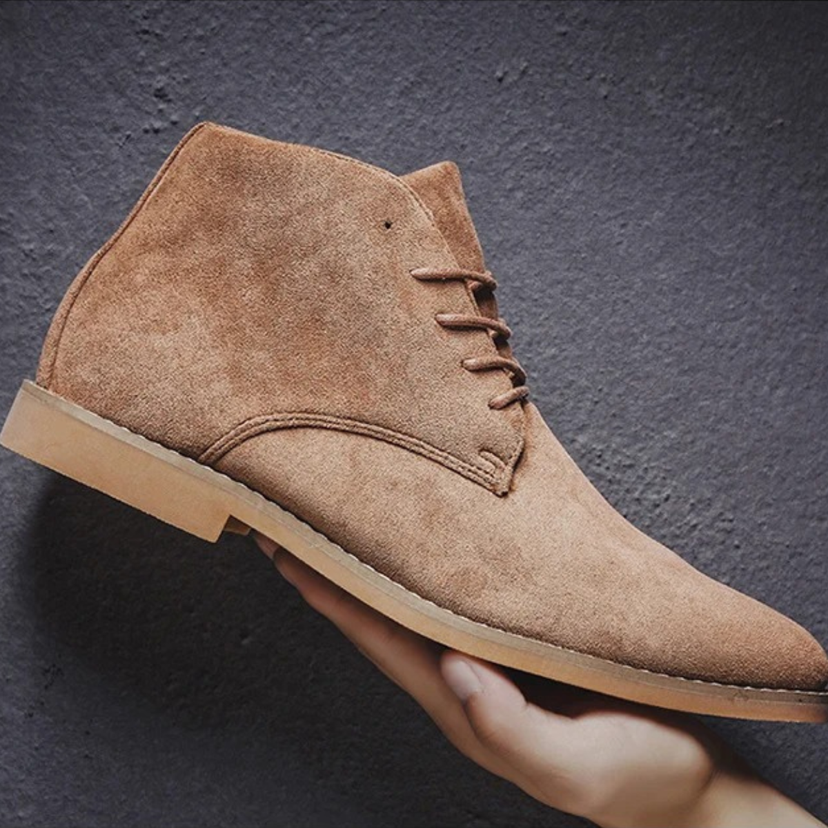 Dockside Men's Suede Ankle Boots Lace Up Brown