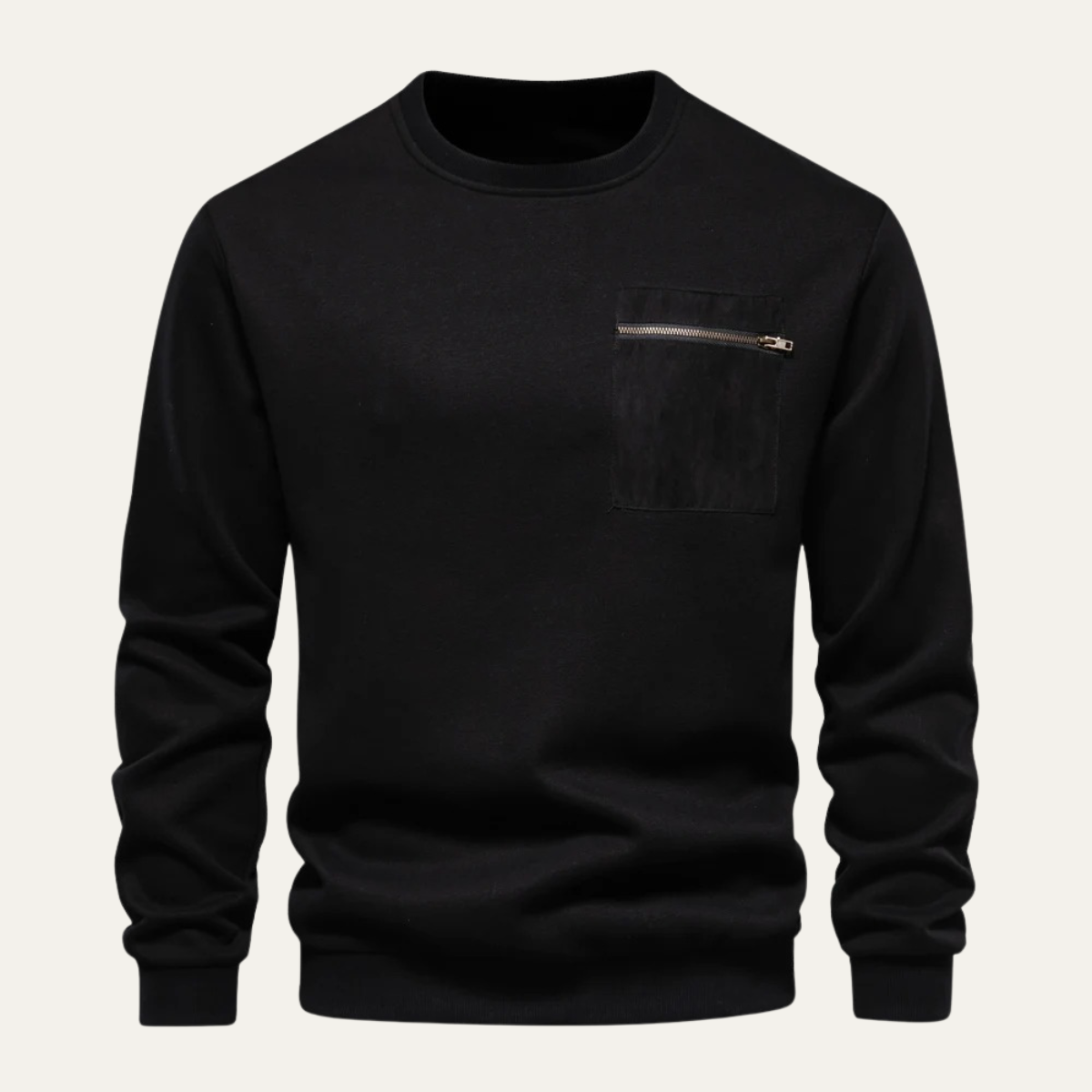 Men's Casual Crew Neck Sweater Chest Pocket