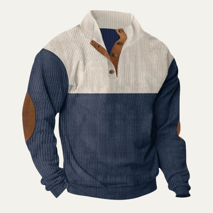 Men's Corduroy Sweater Suede Elbow Patches