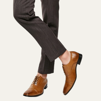 Men's Leather Dress Shoes Polished Lace Up Black