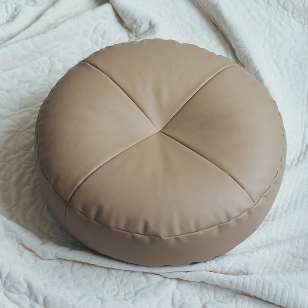Japanese Style Leather Cushion Minimalist Nappa Brown