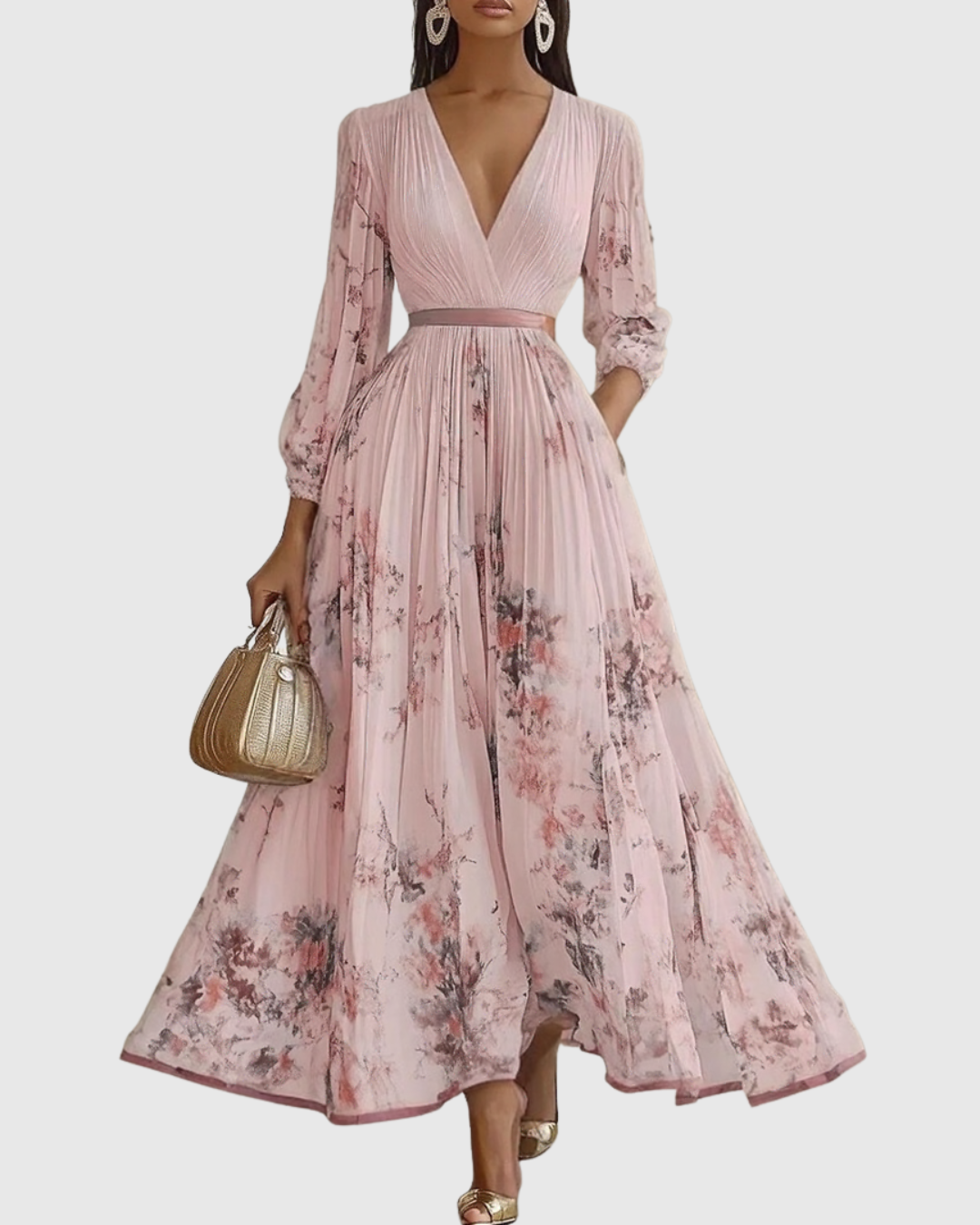 Women's Pleated Maxi Dress Elegant