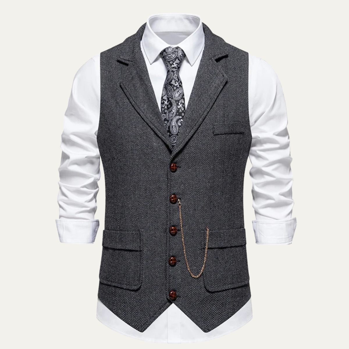 Men's Tweed Waistcoat With Pocket Watch Chain - Vonnera