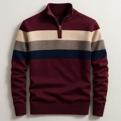 Men's Striped Zip Neck Sweater