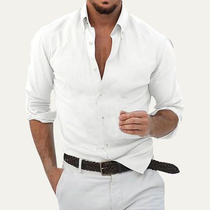 Men's Cotton Linen Button Up Beach Shirt