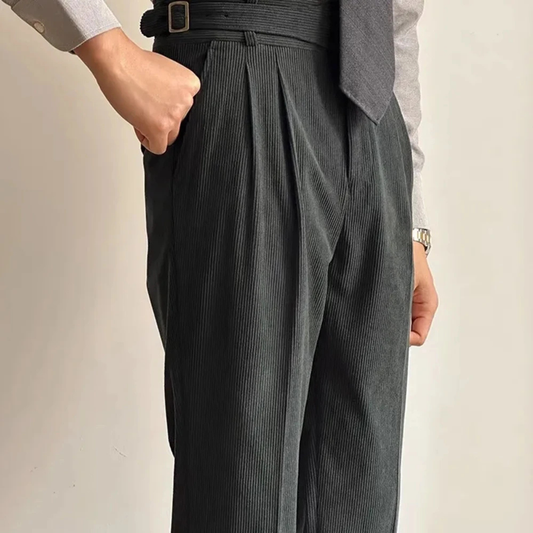 Men's High Waisted Corduroy Pants Adjustable Waist - Vonnera