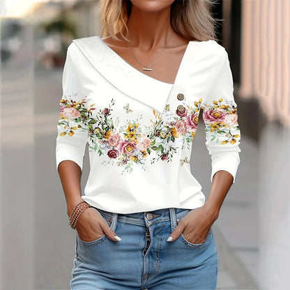 Rezza Women's Floral Print Blouse Long-Sleeve - Vonnera