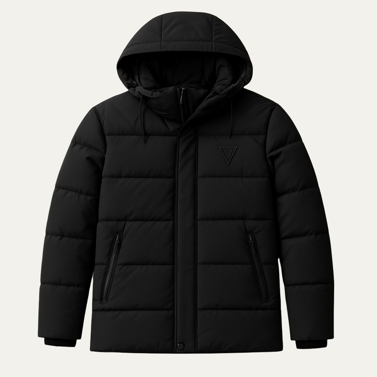 Men's Hooded Puffer Parka Waterproof Padded Black
