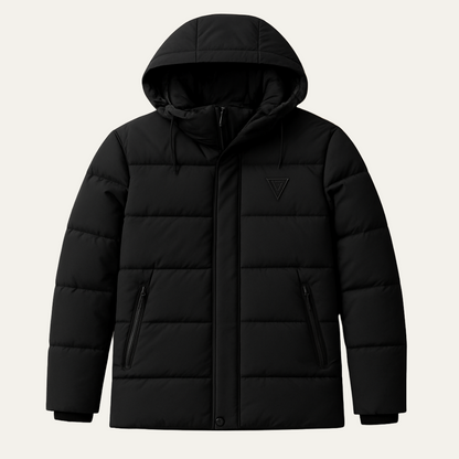 Men's Hooded Puffer Parka Waterproof Padded Black
