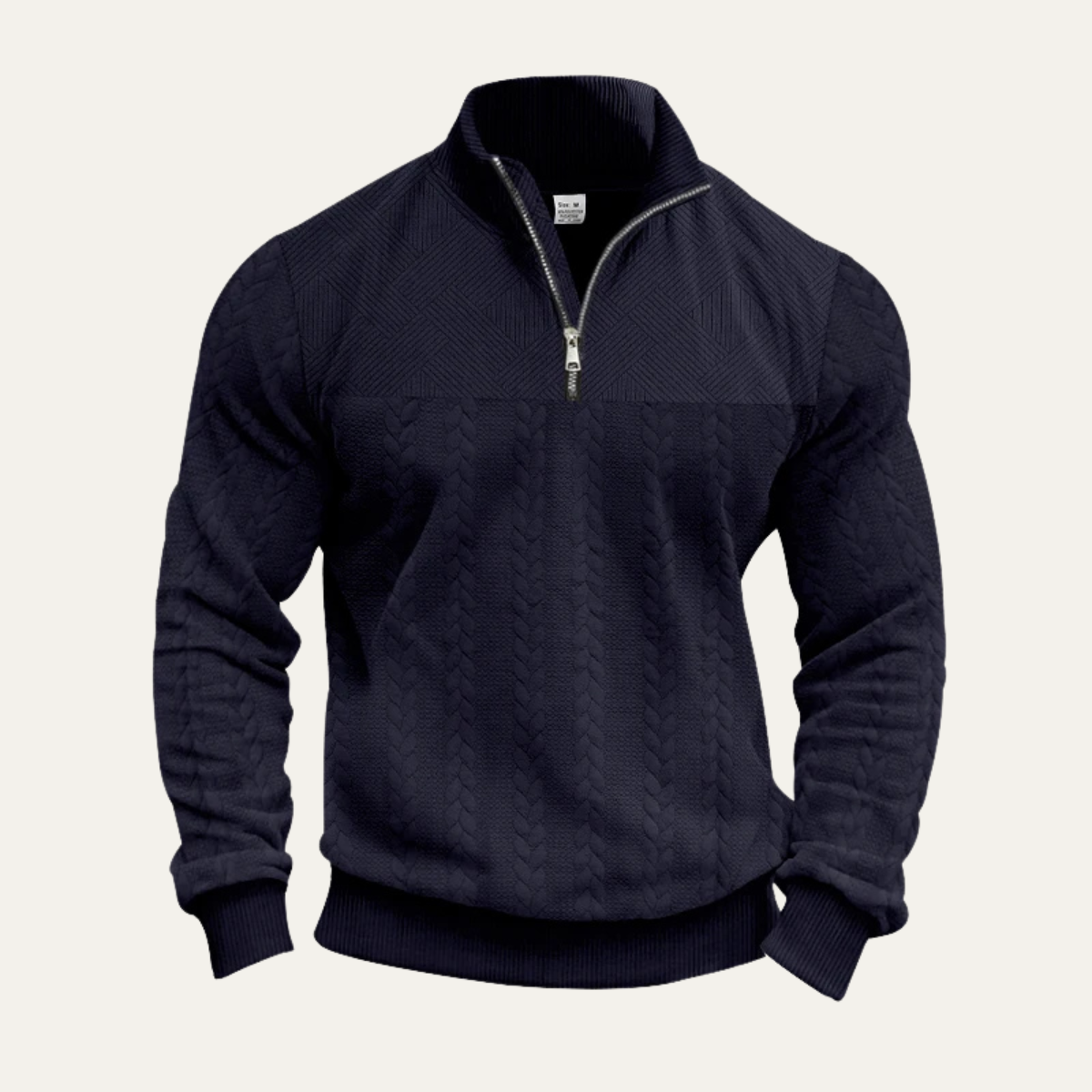 Men's Half Zip Knit Sweater Warm Jacquard Pattern