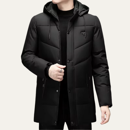 Men's Hooded Puffer Parka Waterproof Padded Black