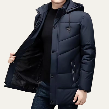 Men's Hooded Puffer Parka Waterproof Padded Black