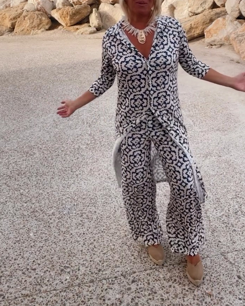 Women's Printed Two-Piece Set Everyday Wear