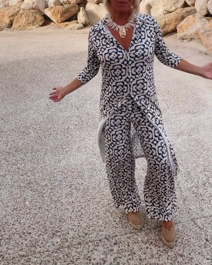 Women's Printed Two-Piece Set Everyday Wear