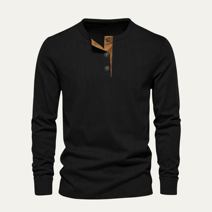 Men's Corduroy Henley Sweater Ribbed Casual - Vonnera