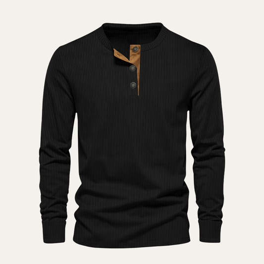Men's Corduroy Henley Sweater Ribbed Casual - Vonnera