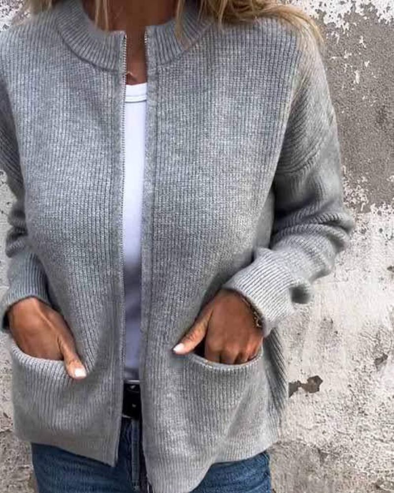 Women's Long Sleeve Sweater Patch Pockets - Vonnera
