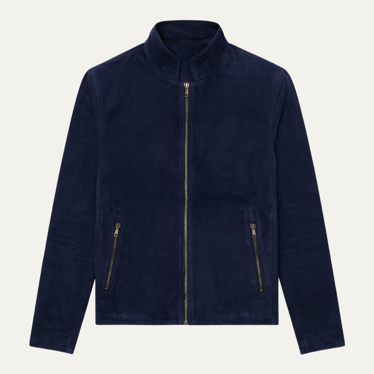 Men's Navy Suede Bomber Jacket Slim Fit - Vonnera