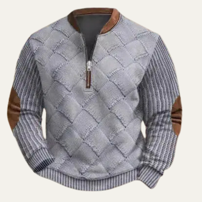 Men's Casual Knit Sweater Patterned Half Zip