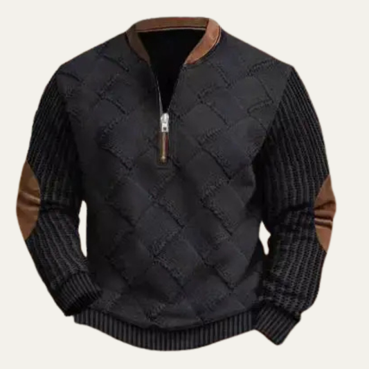 Men's Casual Knit Sweater Patterned Half Zip - Vonnera