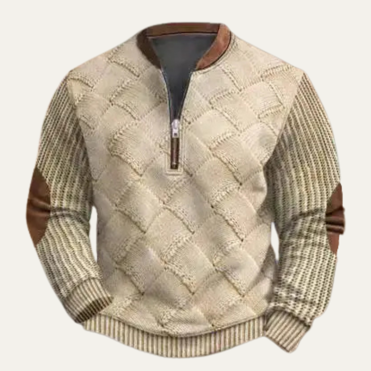Men's Casual Knit Sweater Patterned Half Zip