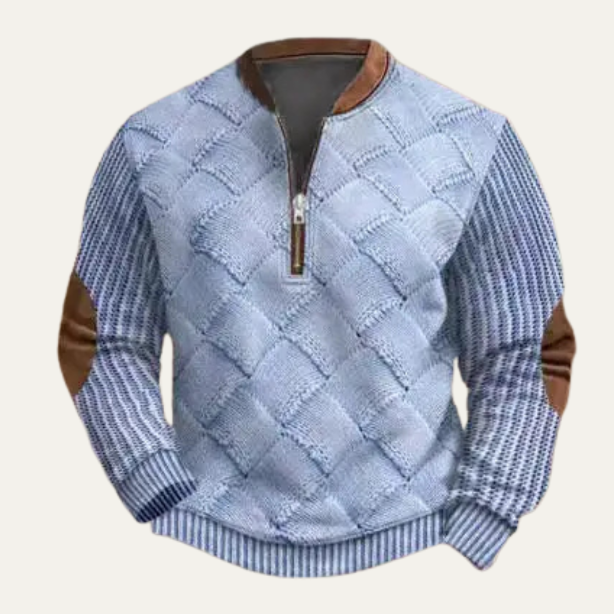 Men's Casual Knit Sweater Patterned Half Zip