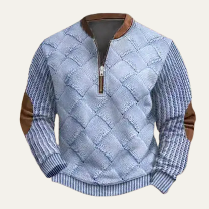 Men's Casual Knit Sweater Patterned Half Zip