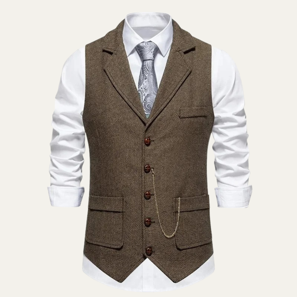 Men's Tweed Waistcoat Classic Brown - Vonnera
