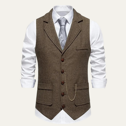 Men's Tweed Waistcoat Classic Brown - Vonnera