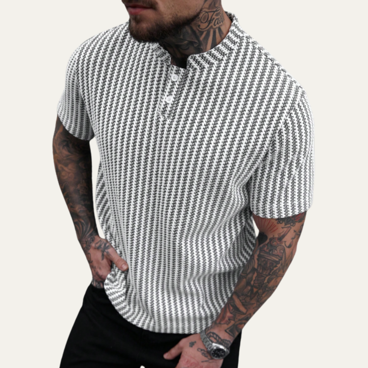 Men's Textured Polo Shirt Summer Casual