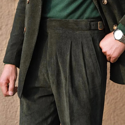 Men's High Waisted Corduroy Pants Adjustable Waist