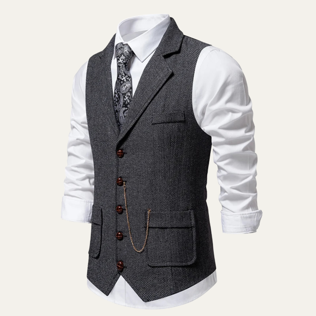 Men's Tweed Waistcoat With Pocket Watch Chain