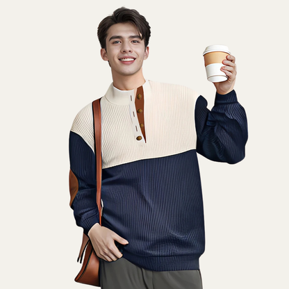 Men's Corduroy Sweater Suede Elbow Patches