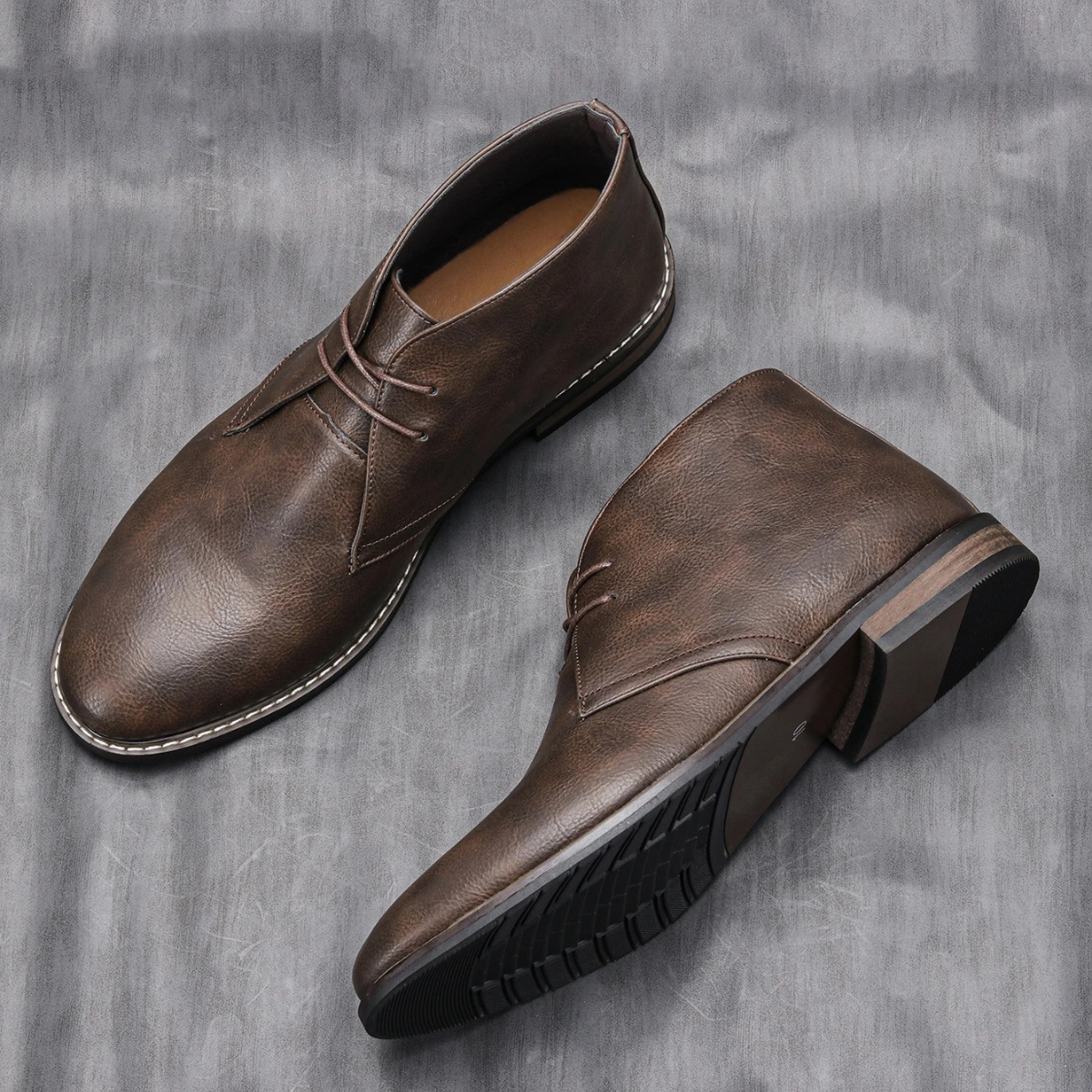 Men's Vintage Ankle Boots Brown Leather
