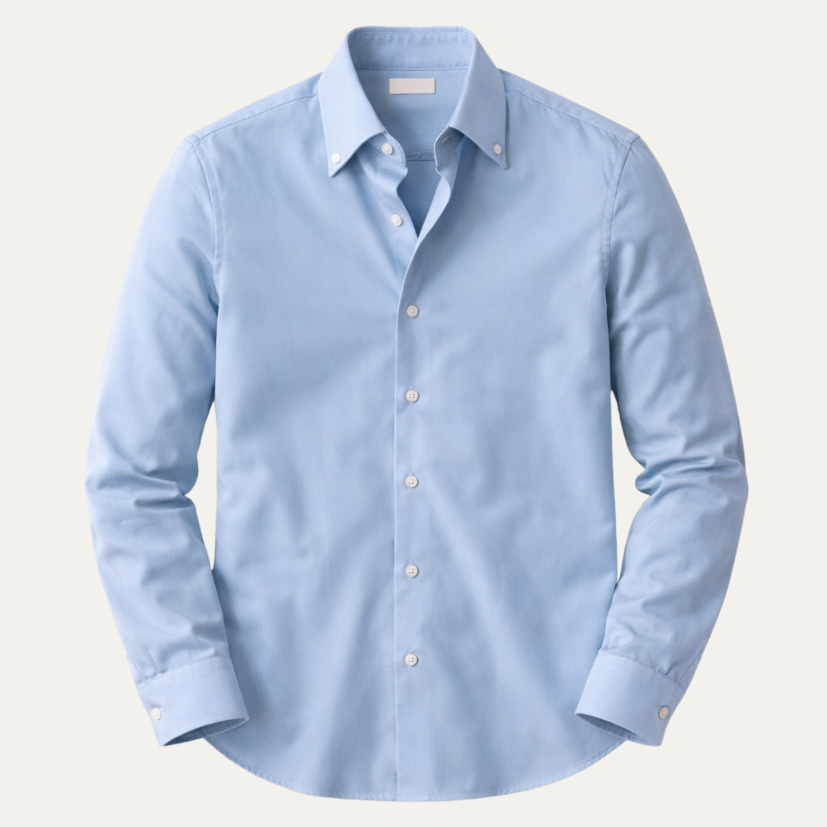 Men's Light Blue Button Up Shirt Italian Collar Cotton - Vonnera