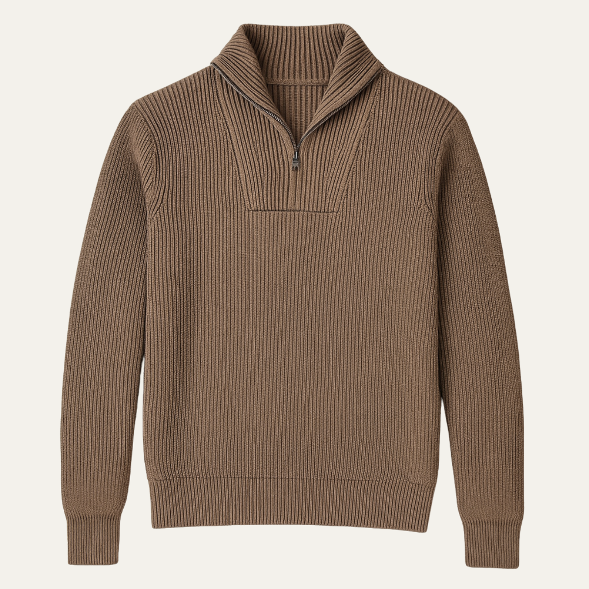 Men's Ribbed Half Zip Sweater Funnel Neck - Vonnera