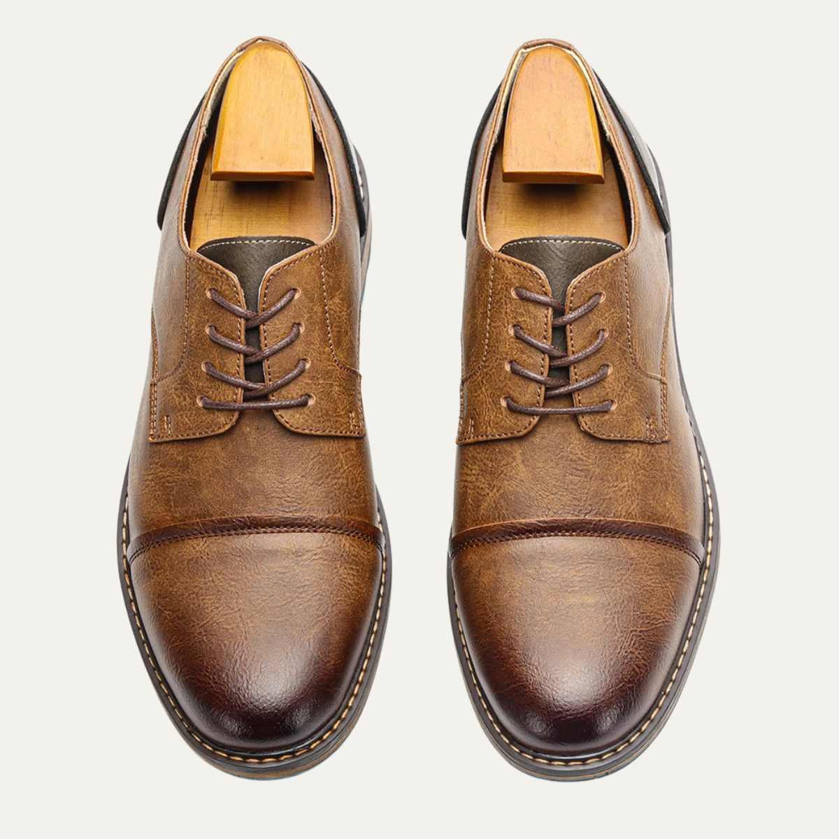 Monferrato Men's Leather Oxford Shoes Lace Up Brown