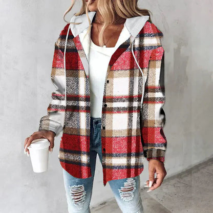 Women's Plaid Hooded Jacket