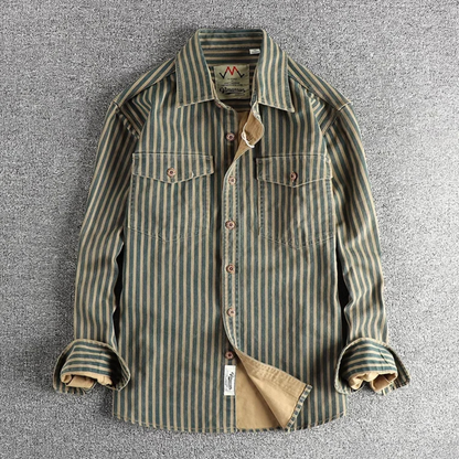 Men's Retro Striped Button Up Shirt