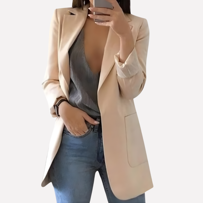 Women's Front Pocket Blazer Structured Wool Everyday Layer