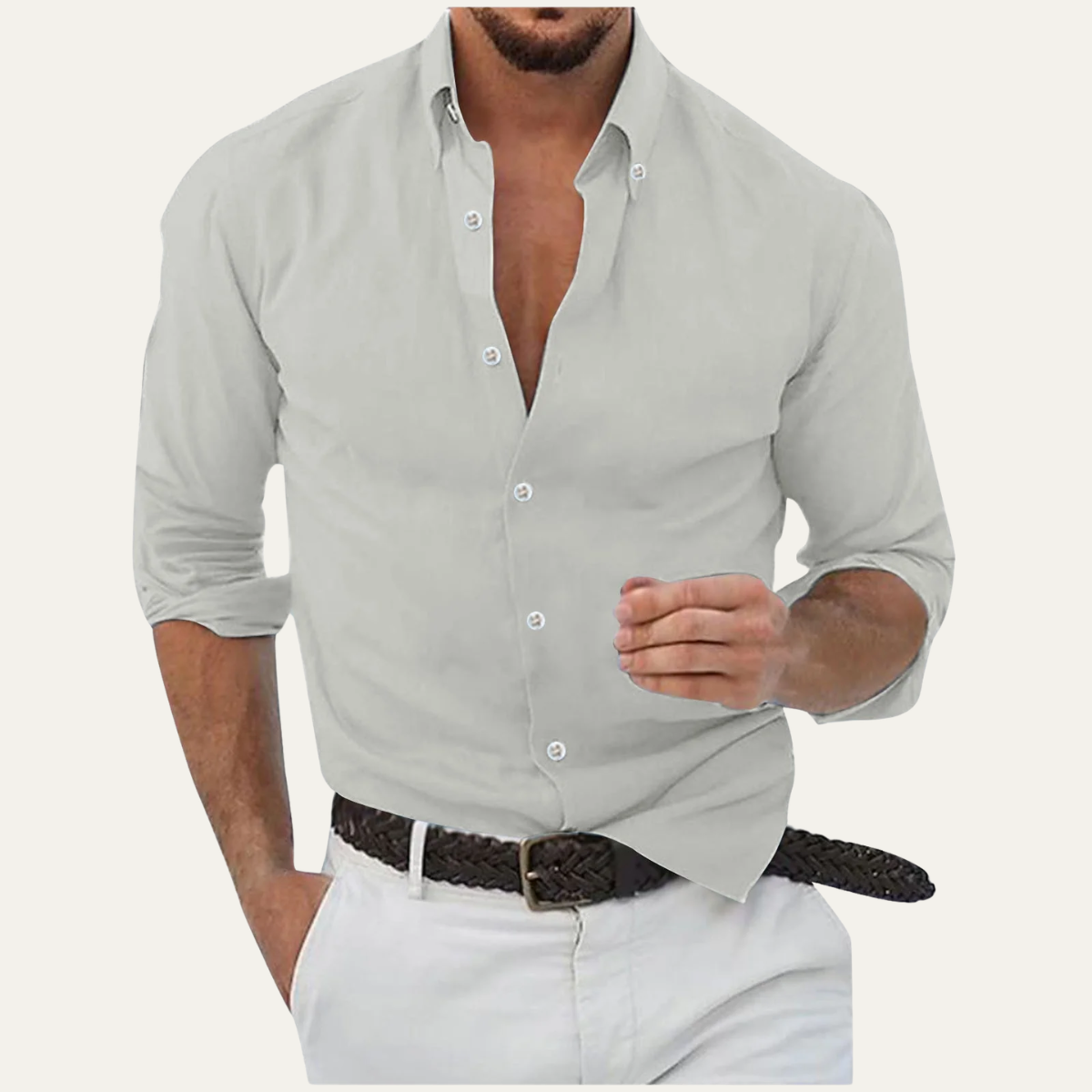 Men's Cotton Linen Button Up Beach Shirt