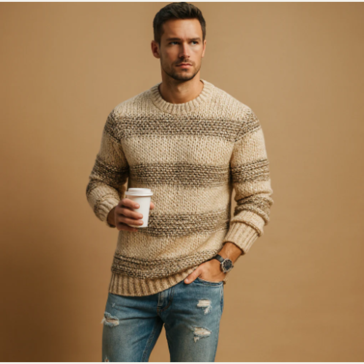 Men's Knitted Fair Isle Sweater Nordic Winter