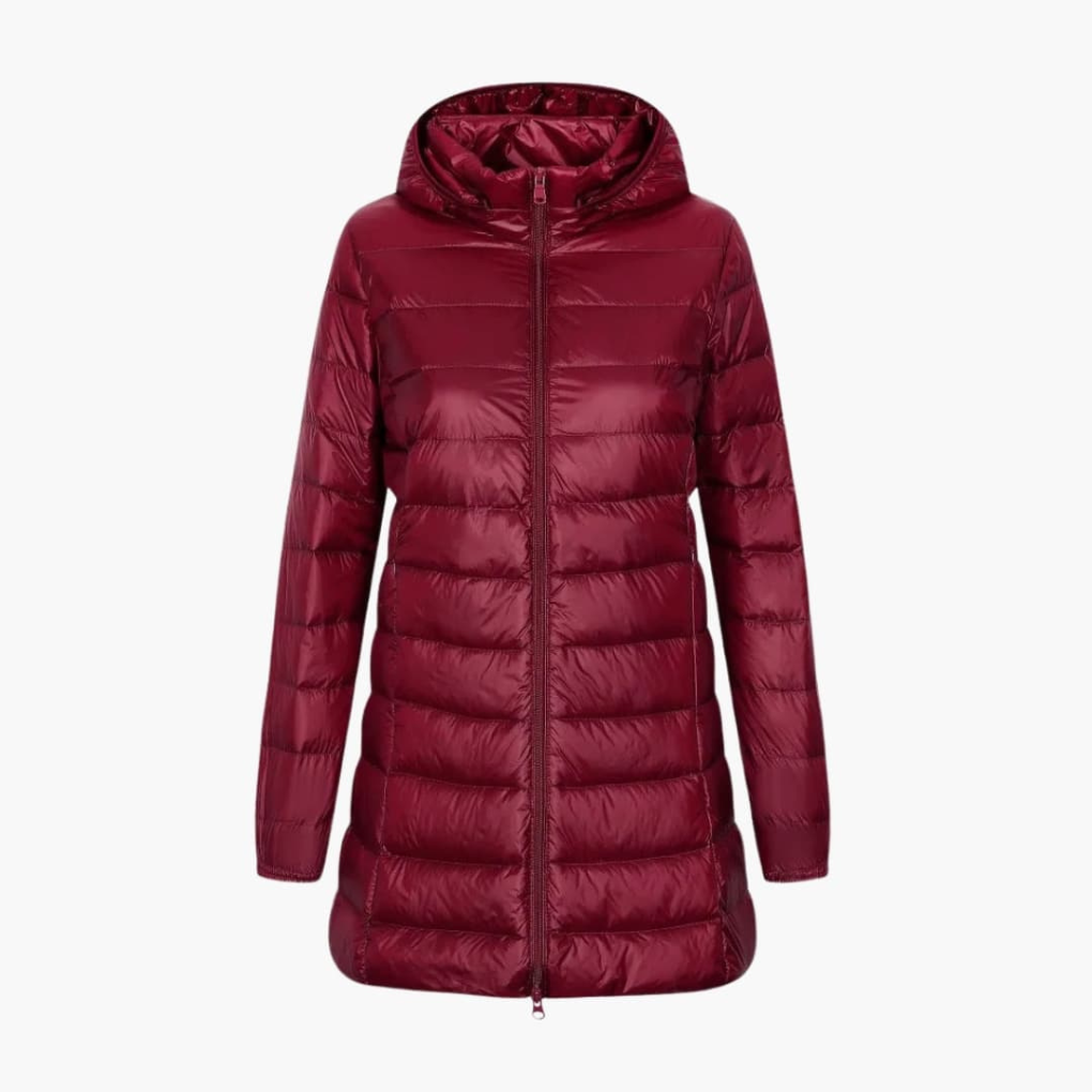 Women's Down Parka Jacket Hooded Long Black