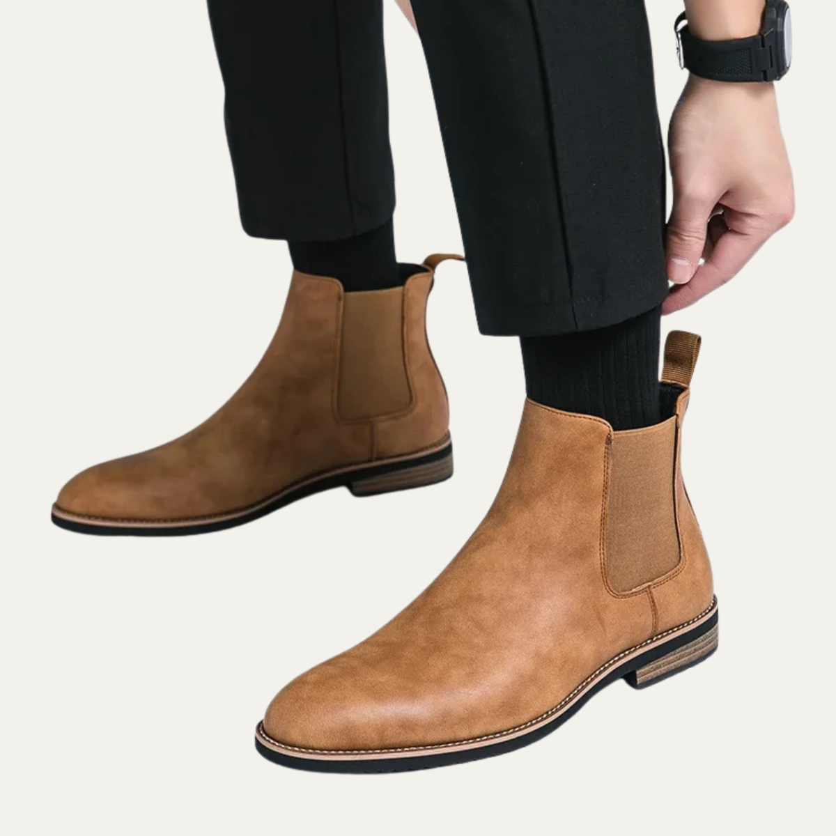 Alderton Men's Chelsea Boots Slip On Leather Smart Casual