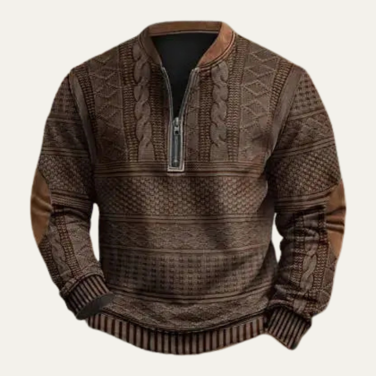 Alderford Men's Knit Sweater Half Zip Patterned