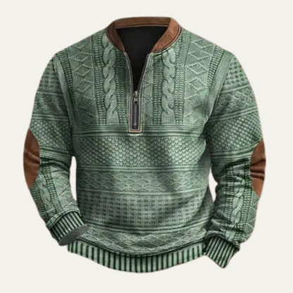 Alderford Men's Knit Sweater Half Zip Patterned