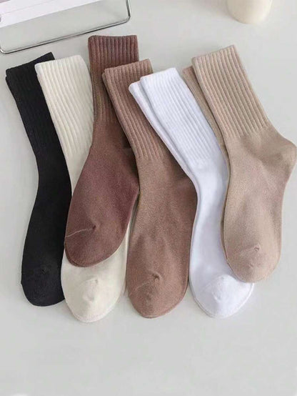 Women's Ribbed Crew Socks Ruffled Edge