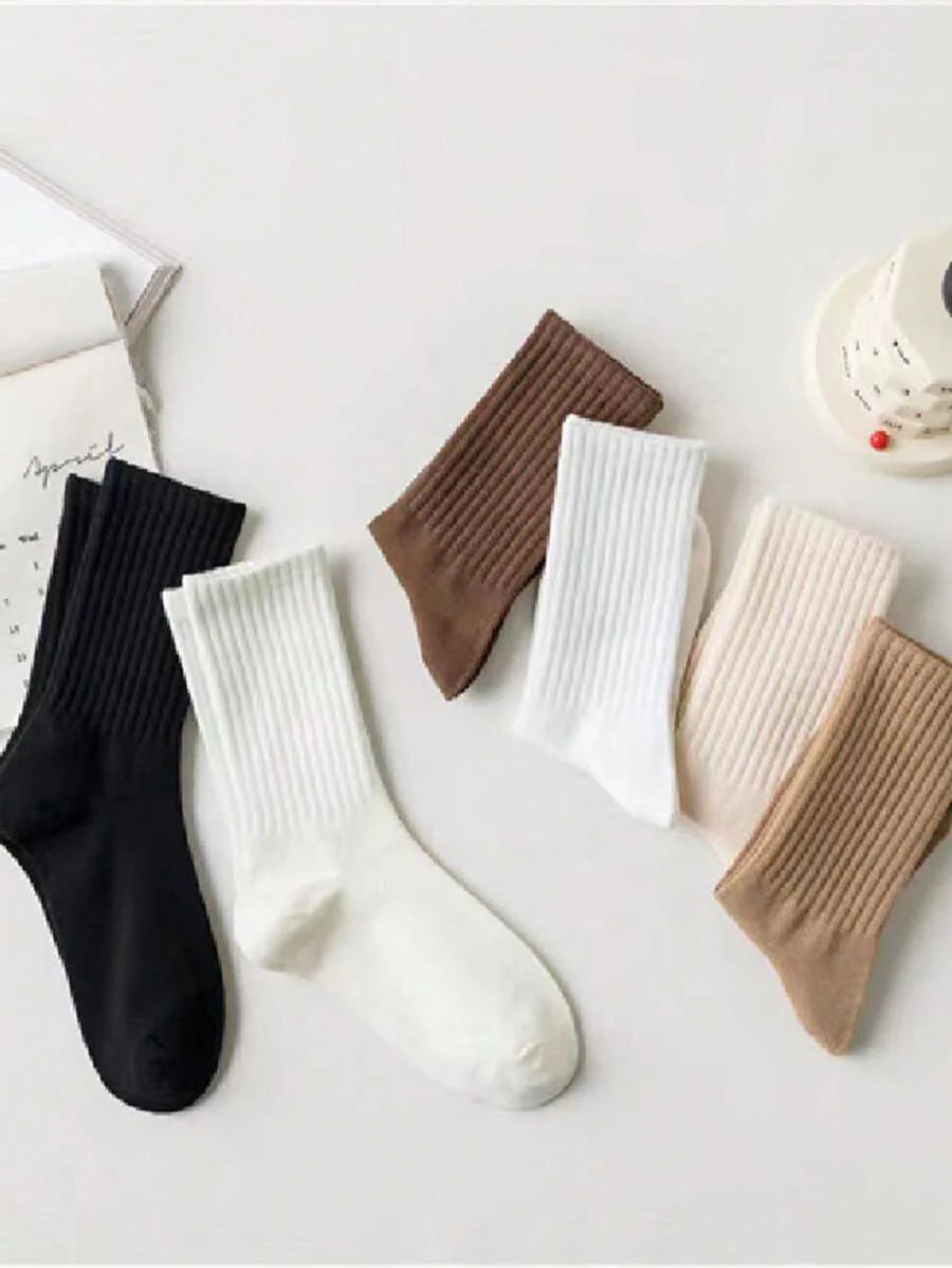 Women's Ribbed Crew Socks Ruffled Edge