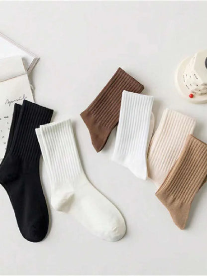 Women's Ribbed Crew Socks Ruffled Edge